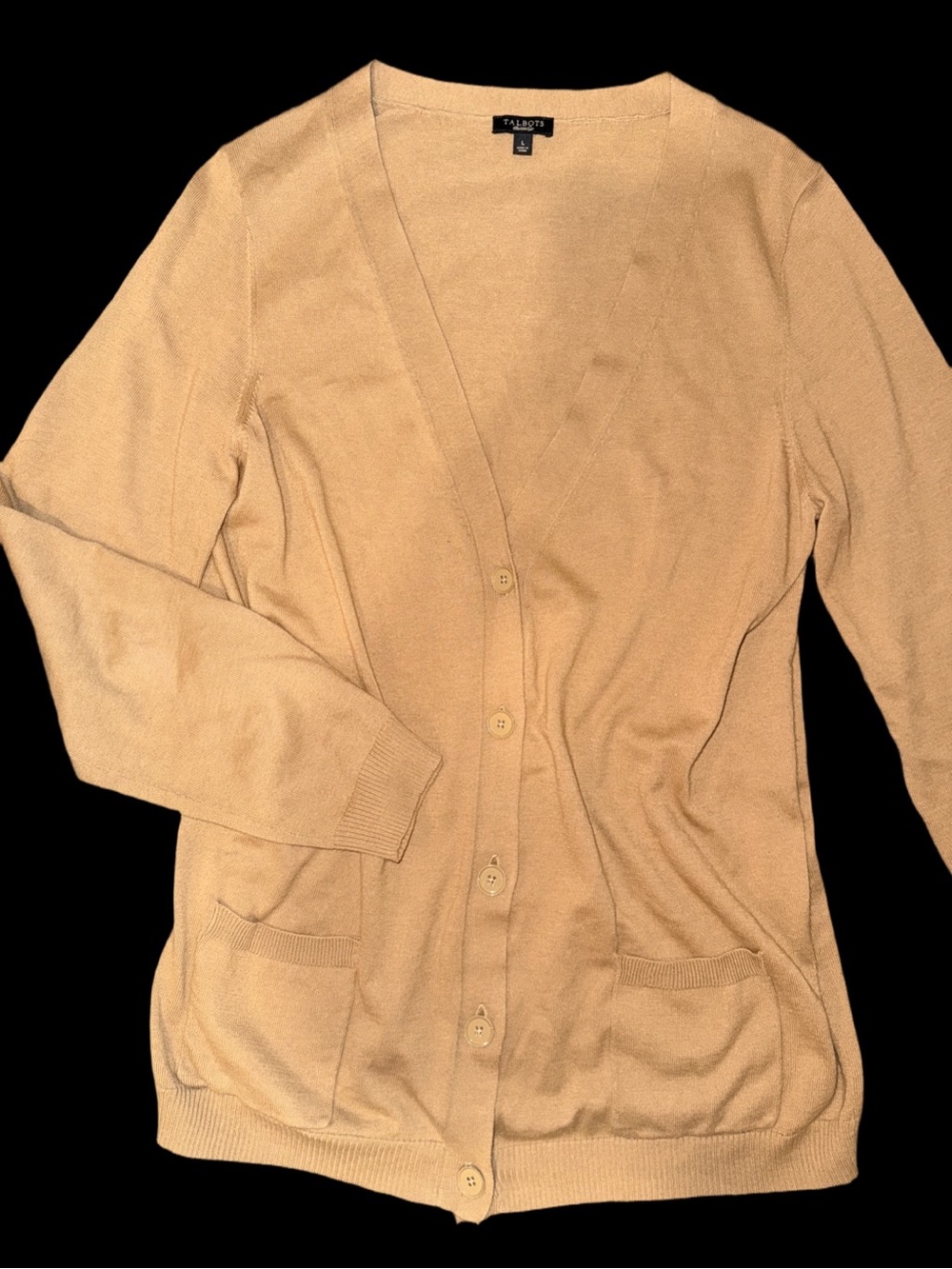 Talbots Camel Tan Button-Front V-Neck Cardigan